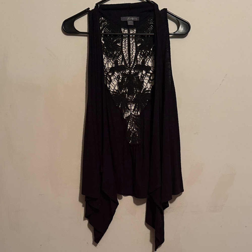 Elegant Black Crochet Detail Tank Top